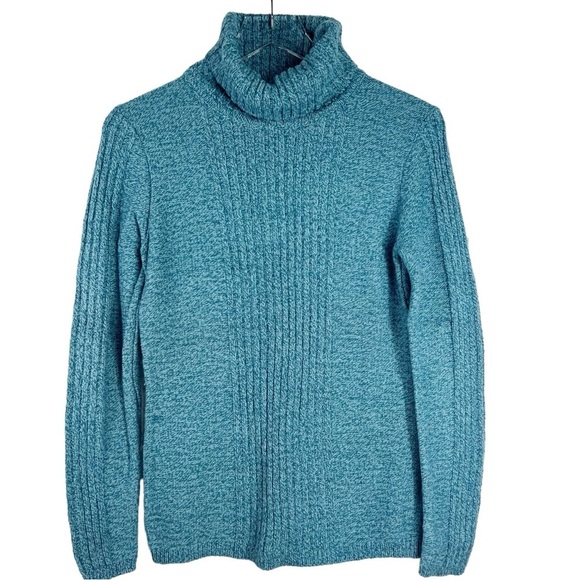 SUNDANCE Teal Cable Knit Turtleneck Sweater - Picture 1 of 5